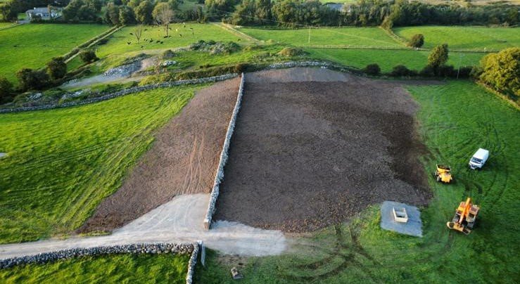 Excavator and plant hire machinery working on ground works project in Galway